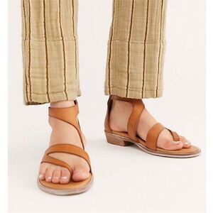 Free People Farrah Asymmetric Sandals Brown Leather EU 41 US 11 NWOB